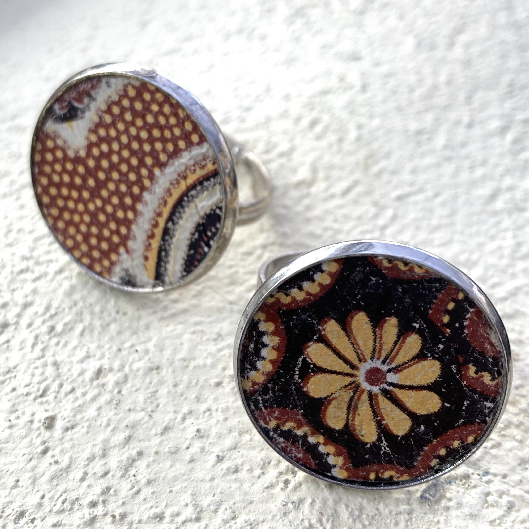 Bague cuir à motif