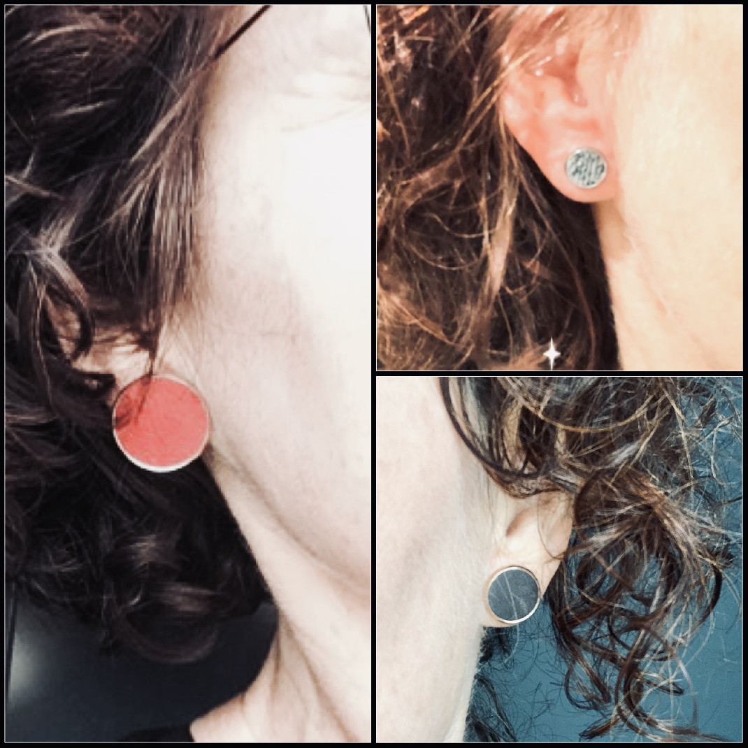 Exemple des 3 tailles de clou d'oreilles portés